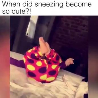 Cute babies sneezing 