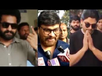 Jr NTR chiranjeevi and Allu Arjun casting their votes in Telangana Elections 2018 | Daily Poster