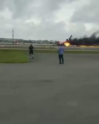 Airplane on fire video!!