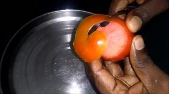 HOW TO MAKE ROSE GARNISH FROM TOMATO PEEL