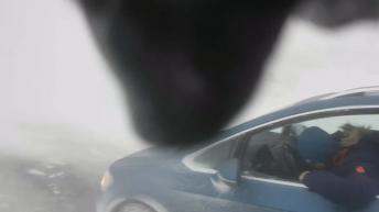 Extreme snow storm blizzard over Iceland 