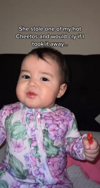 Baby Steals And Eats Flamin' Hot Cheeto With Ease